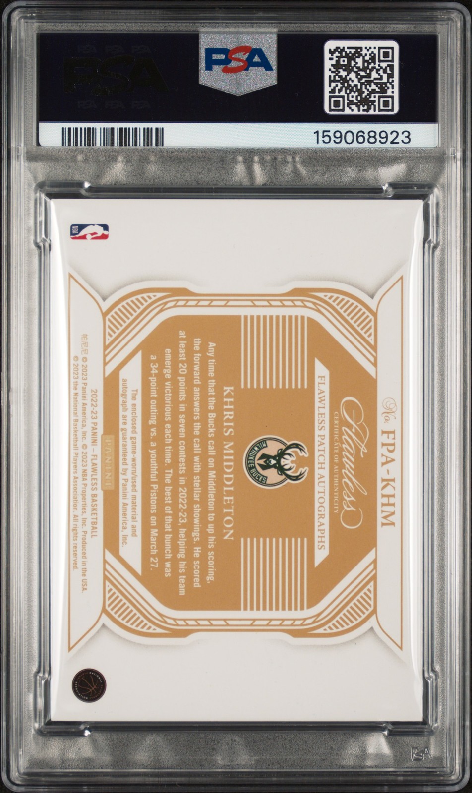 2022 PANINI FLAWLESS PATCH AUTO KHRIS MIDDLETON 6/25 PSA 8 DNA AUTO AUTHENTIC view 2