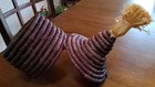 Old African Handcrafted Coiled Woven Basket With Stepped Lid & Raffia Tassel Top — photo 10