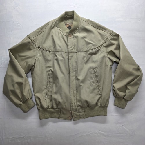 Vtg 90s Woodsman ATA All Terrain Apparel Bomber Jacket Mens Medium Khaki Oman