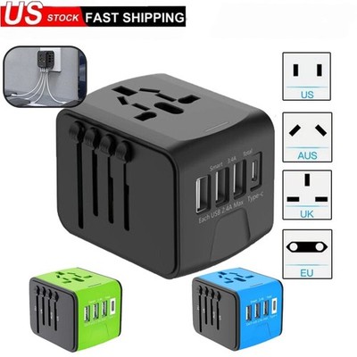 5-in-1 Worldwide Travel Adapter with USB C Fast Charge for US EU UK AU Charges 5