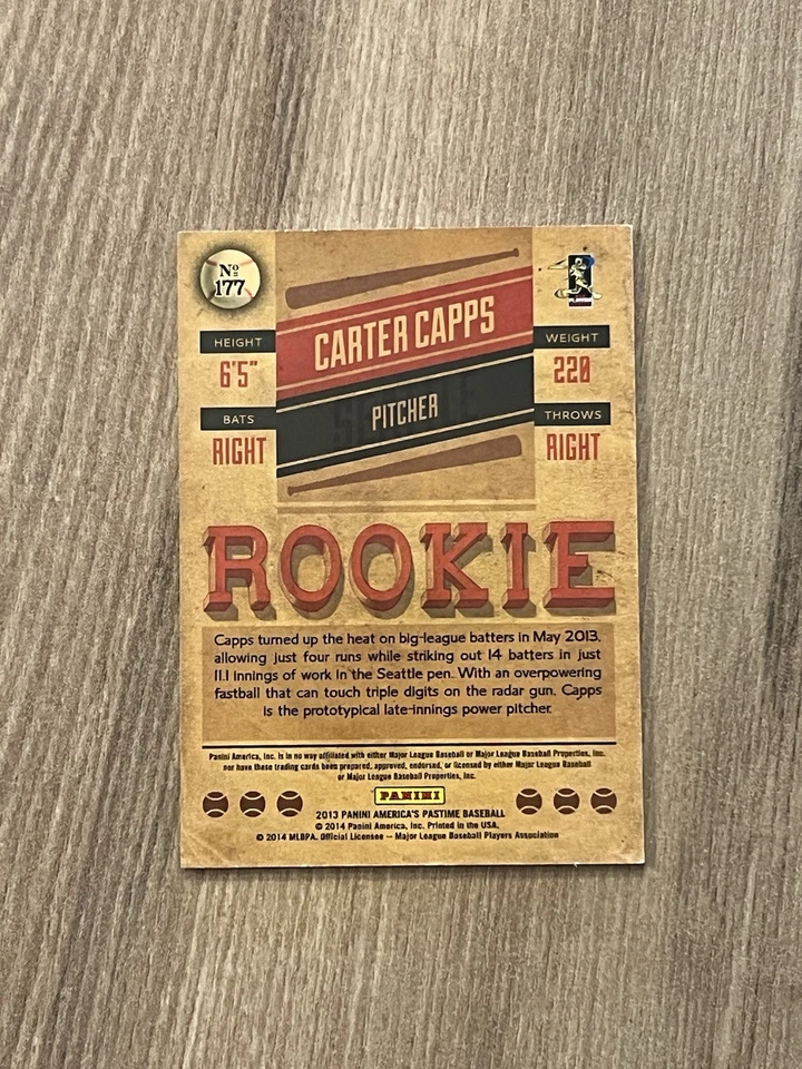 2013 Panini America's Pastime Carter Capps /10 #177 Rookie Card - Image 4 of 4