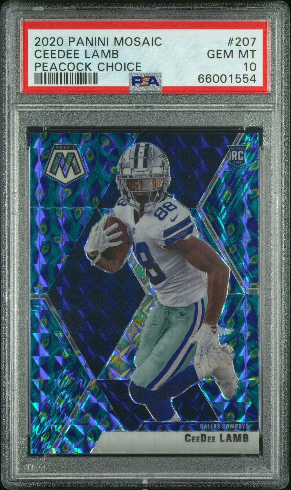 2020 CEEDEE LAMB PANINI MOSAIC PEACOCK CHOICE PSA 10