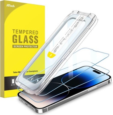 JETech iPhone 14 Pro Schutzfolie 6,1'' Full Screen HD Glas 2 Stück Auto