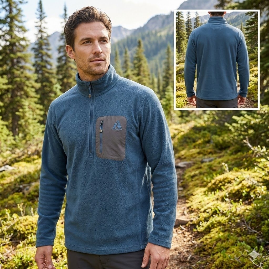 Eddie Bauer First Ascent Mens 1/4 Zip Fleece Pullover Jacket Blue