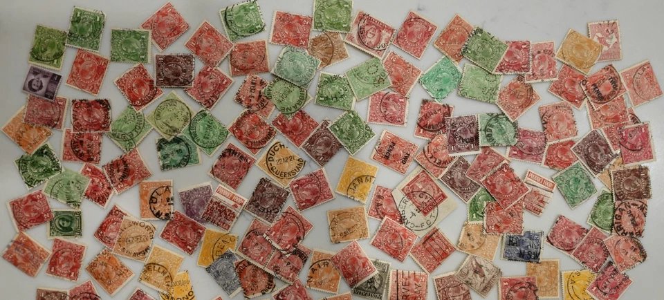 Vintage Big Collection of Stamps From Pre Decimal Australia #0420 - image 2 of 4