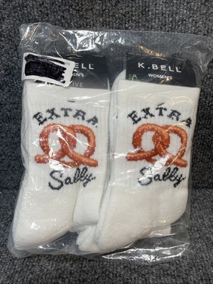 K Bell Extra Salty Pretzel Women's Socks 6 Pair Active Mini Crew Shoe Size 4-10