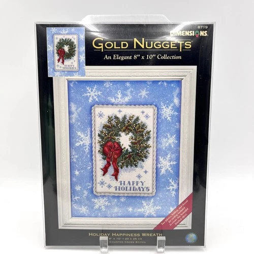 Dimensions Gold Nuggets Holiday Happiness Wreath Counted Cross Stitch Kit #8719