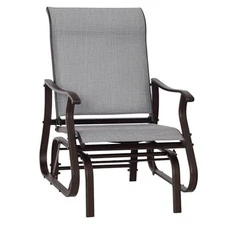  Outdoor Glider Chair, Gliders for Outside Patio with Steel Frame and Mesh Grey