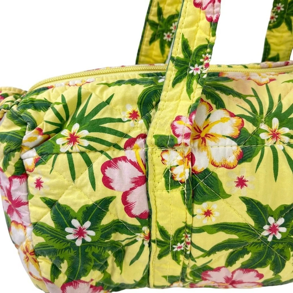 Americana by Sharif Womens Quilted Floral Yellow Handbag Purse Shoulder Bag Tote - Image 3 of 4