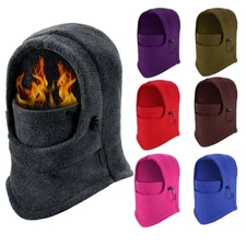 Thermal Fleece Balaclava Ski Mask Hooded Neck Warmer Winter Warm Full Face Mask