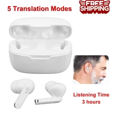 Translator Earbuds Bluetooth 84 Languages Real Time Earphone High Accuracy White
