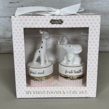 Mud Pie First Curl And Tooth Keepsake Gift Set Cute New In Box Giraffe Elephant