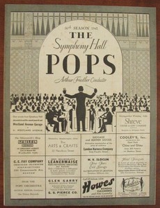 1941 56th Season The Boston Pops Symphony Hall Arthur Fielder Conductor & Napkin