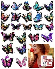 3D Butterflies and Flowers Temporary Stickers Tattoo, 30 Count Pack of 1 