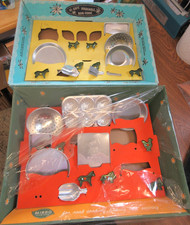 So CUTE Vintage Miniature Mirro Aluminum "Like Mother's" Sets Children Baking