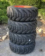 4-HD 12-16.5 SKS-8 FOAM FILLED Skid Steer Tires/Rims for Bobcat-NO FLAT-12X16.5