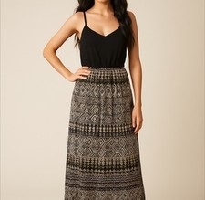 J. Crew Maxi Dress Womens Sz 14 Black White Yellow Side Zip Lined Razorback Slit