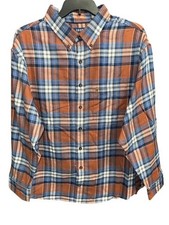IZOD Stratton Flannel 2XL Shirt Men Ginger Bread Blue Rust Brown Plaid Wicking