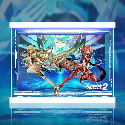 Xenoblade 2 Pyra &Mythra Action Figure Display Case LED Light Acrylic Model Case