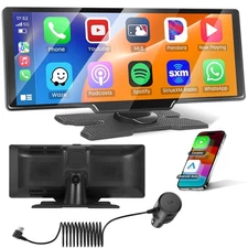 10.26" IPS Touch Screen Car Radio Apple CarPlay Android Auto Portable Stereo BT