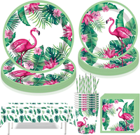 61 StüCk Flamingo Partygeschirr Set,Flamingo Geburtstag Deko,Partygeschirr Hawai
