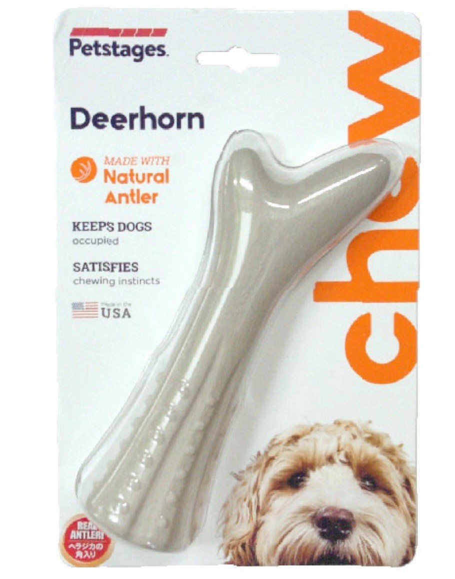 【Large】2.5" &times; 7" DADWAY Petstages Deer Horn Dog Toy JP 