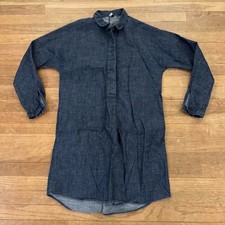 Elk dark wash denim a-line knee length long sleeve shirt dress size XS b40