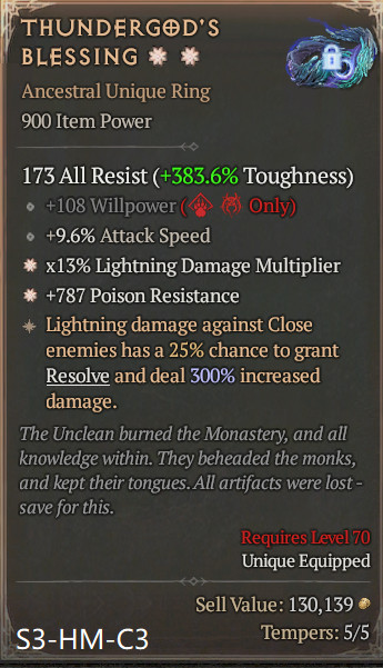 🔥 Diablo 4 Season 14 🔥Thundergod's Blessing   1GA/ 4GA