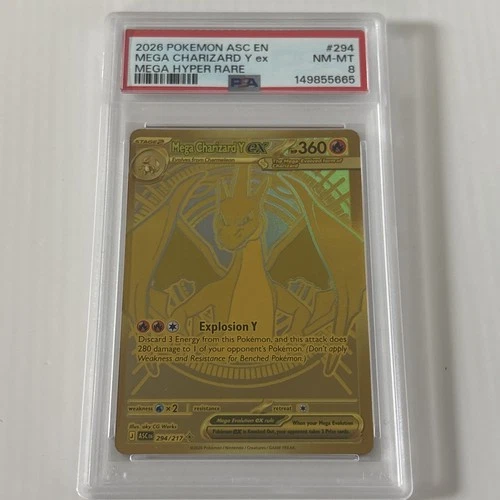 Pokémon TCG Mega Charizard Y Gold Hyper Rare 294/217 PSA 8