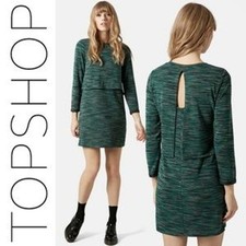 Topshop BLUE Split back Knit Sweater Dress 