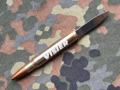   Rarität Vintage Taschenmesser Visier Brieföffner Patronen-Look 7.62 x 51 mm