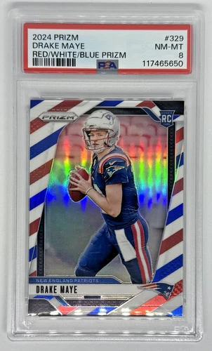 2024 Prizm DRAKE MAYE #329 Red/White/Blue Prizm Rookie - PSA 8