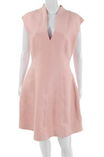 Halston Heritage Women A-Line Shift Pink Dress V-Neck Knee Length Size 8