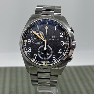 Hamilton Khaki Aviation Pilot Quarz 43 mm Herren Chronograph Uhr H765220 Japan