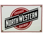 VINTAGE CHICAGO & NORTH WESTERN RAILROAD PORCELAIN SIGN TRAIN STATION GAS OIL