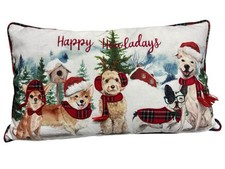 Decorative Dogs Christmas Pillow Rectangle Holidays "Happy Howladays"