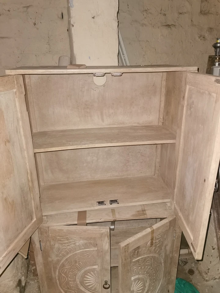 LARGE PINE LINEN/PANTRY/ STORAGE CUPBOARD STIFFKEY BLUE F&B - Image 4 of 4