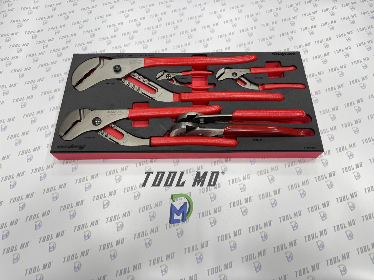 Snap-on Tools USA NEW RED 6-Piece Adjustable Joint Pliers Snap-on Tools USA NEW RED 6-Piece Adjustable Joint Pliers