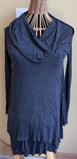 Kensie T Shirt Dress Cowl Neck Layered Hem XS Grey