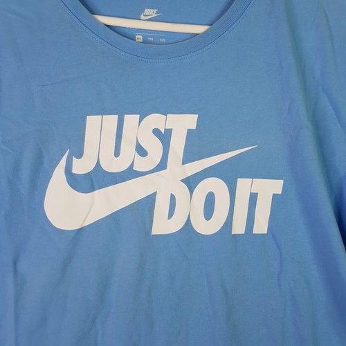 Nike Logo Shirt Mens XXL Light Blue "Just Do It" Front Graphic Crew Tee Casual - Picture 2 of 7