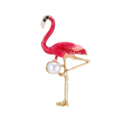 Brosche Rotgold Flamingo