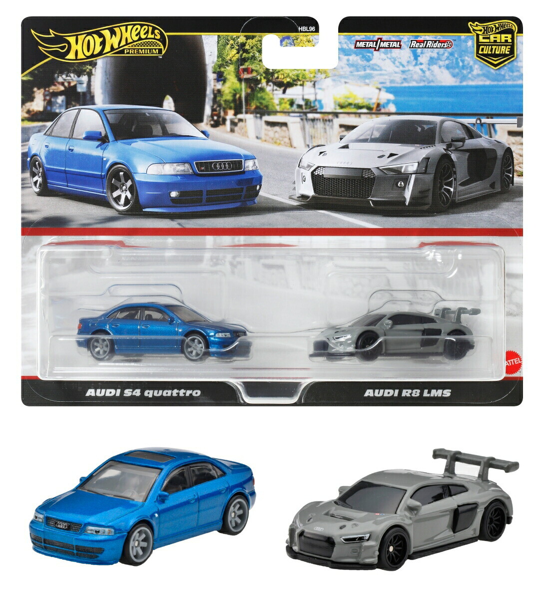 Hot Wheels Premium 2-Pack Audi S4 Quattro Audi R8 LMS mini car