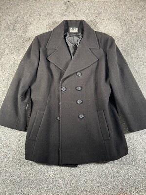 MDP Mario De Pinto Pea Coat Womens Medium Wool Blend