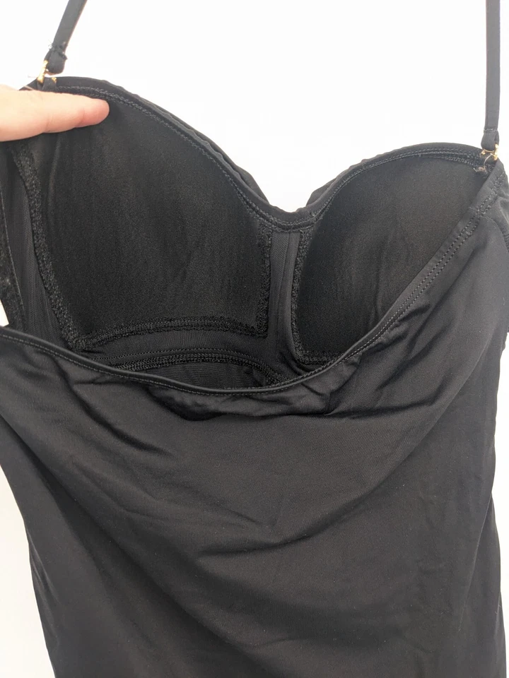 Ralph Lauren Swim Suit Womens 12 Black One Piece Padded Ruffle Skirt Ruched - Image 2 of 4