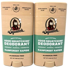 (2) Dr. Squatch Natural Odor Squatching Deodorant 2.65 oz Each RAINFOREST RAPIDS