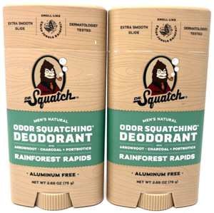 Image of (2) Dr. Squatch Natural Odor Squatching Deodorant 2.65 oz Each RAINFOREST RAPIDS