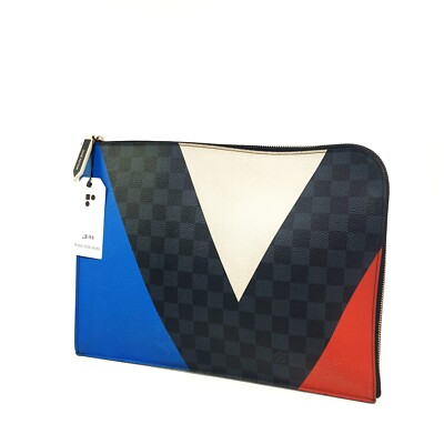 Authentic Louis Vuitton Jules GM America's Cup N41594 Genuine Clutch Bag LE156