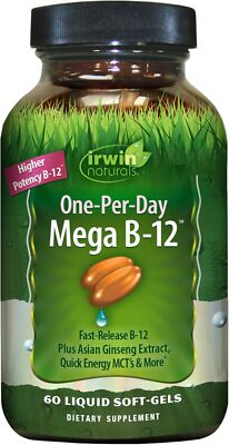 Irwin Naturals One-Per-Day Mega B-12 1,500mcg - 60 Liquid Softgels