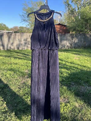 sachin and babi light blue dress Vintage Leslie Fay crepe bejeweled neckline evening main image 1
