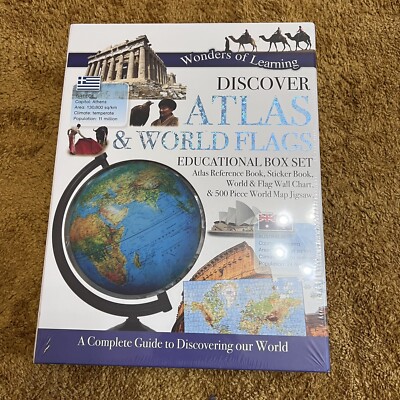 Wonders of Learning Discover Atlas & World Flags Educational Box Set Brand New